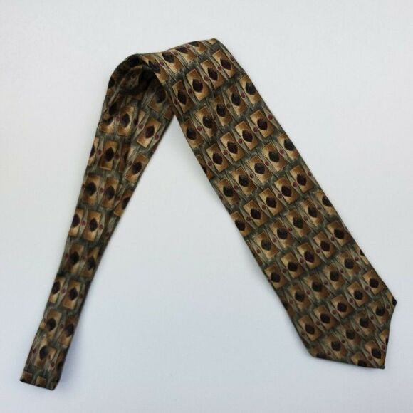 Colours Alexander Julian Geometric Green Silk Tie - Picture 6 of 6